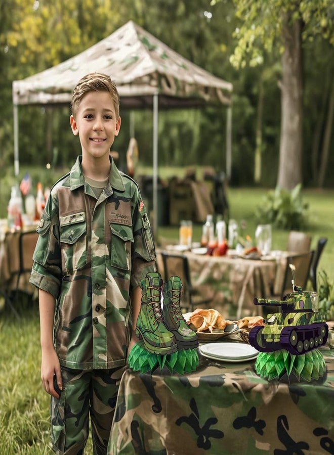 Koeilay 9 Pieces Army Party Decorations Camouflage Birthday Party Military Honeycomb Centerpieces Table Decor Cake Toppers for Birthday Retirement Baby Shower Supplies Photo Prop - Image 5